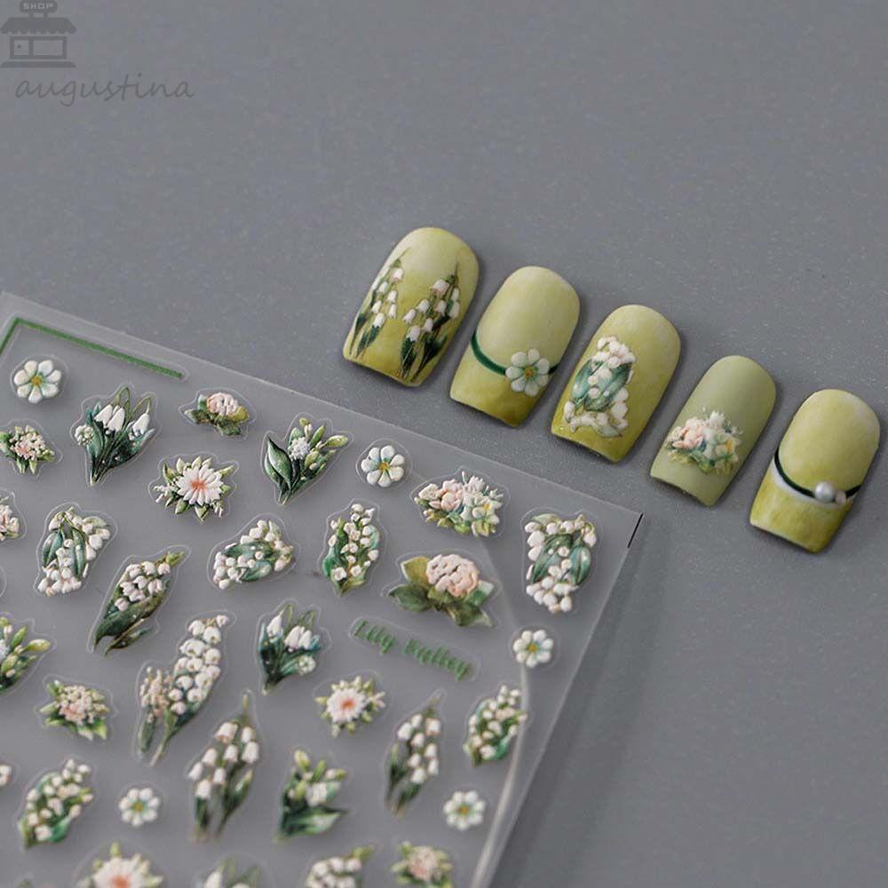 Stiker Kuku Bunga Agustina Fashion DIY Nail Art Relief Self Adhesive Dekorasi Kuku