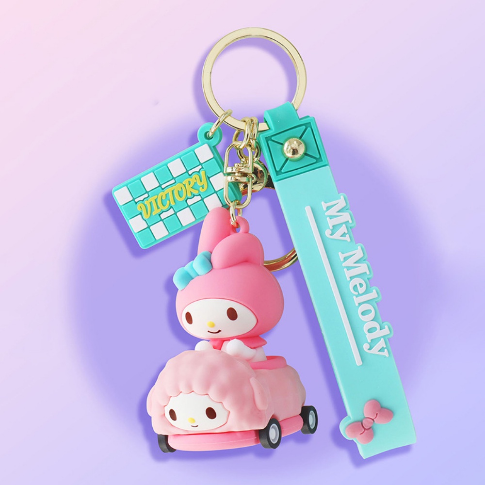 Gantungan Kunci Mobil Kartun Lucu Kuromi Cinnamoroll Boneka Key Ring Sanrio Lovers Tas Liontin Hadiah Teman