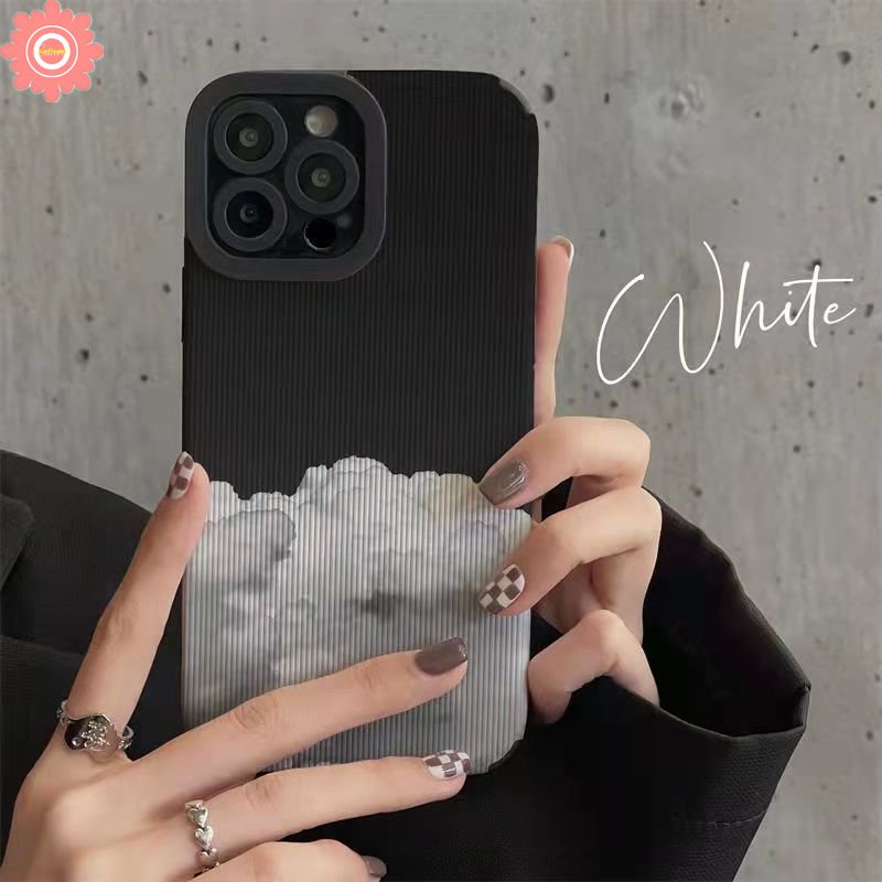 IPHONE Kreatif Lukisan Minyak Marmer Shockproof Silicone Case Kompatibel Untuk Iphone11 Pro Max XR X XS Max 7Plus 11 12 13 14 Pro Max 7 8 Plus Mewah Tekstur Kulit Awan Ponsel Cover