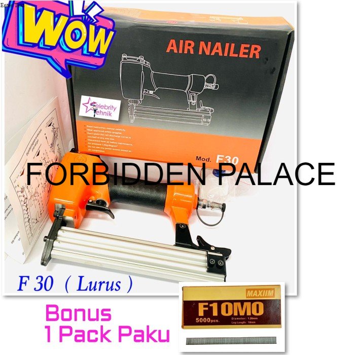 

Dijual Paket Bonus Air Nailer F30 F 30 CP Casal/Mesin Paku Tembak Angin UIL984