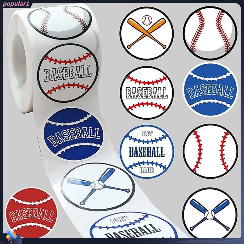 Populer Stiker Perlengkapan Pesta Baseball 1.5 Inch Perekat Diri Untuk DIY