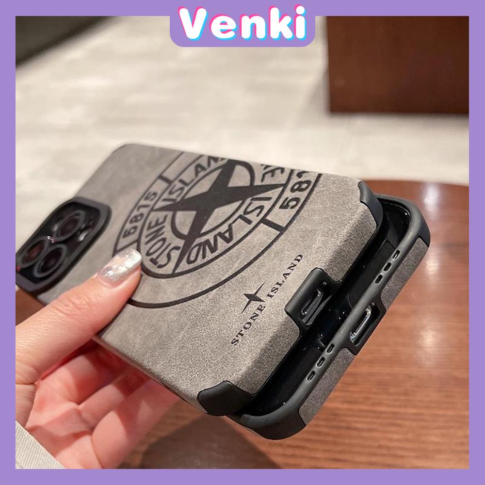 VENKI - Untuk iPhone 11 Case Leather Pupil Suede Case Soft Shockproof Phone Case Camera Protection Simple Stone Island Kompatibel dengan iPhone 14 13 Pro max 12 Pro max xr xs 7 8Plus