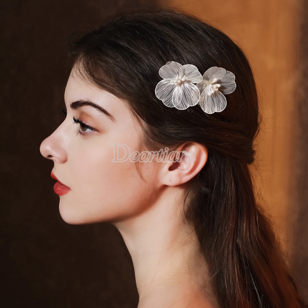 Hiasan Kepala Pengantin Emas Bunga Sisir Rambut Handmade Retro Baroque Wedding Gown Pan Hair Ornament