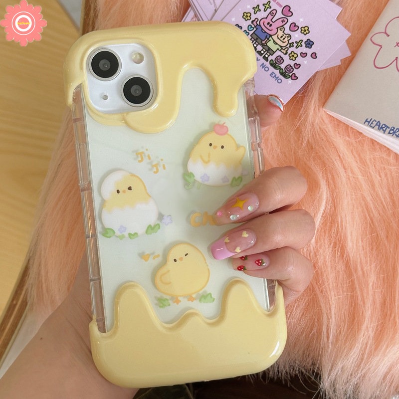 Kartun Anak Ayam Lucu Casing Ponsel Kompatibel Untuk IPhone 7Plus 8Plus 11xr 14 13 12 Pro Max X7 8 Plus XS Max 3D Ice Cream Shockproof Lembut Tpu Phone Cover