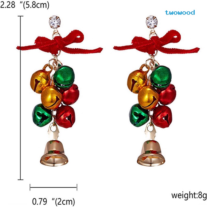 Twowood Fashion Dan Sederhana bell Busur Anting Anting Natal