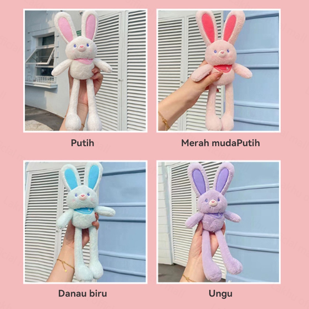 Lakhu 30cm Boneka Kelinci Telinga Panjang Tarik Plush Toy Viral Rabbit Doll Untuk Hadiah Ulang Tahun