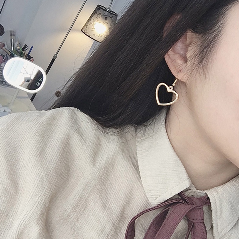 Jantung Logam Drop Anting-Anting Wanita Berongga Geometris Cinta Anting-Anting Perhiasan Hadiah Pesta