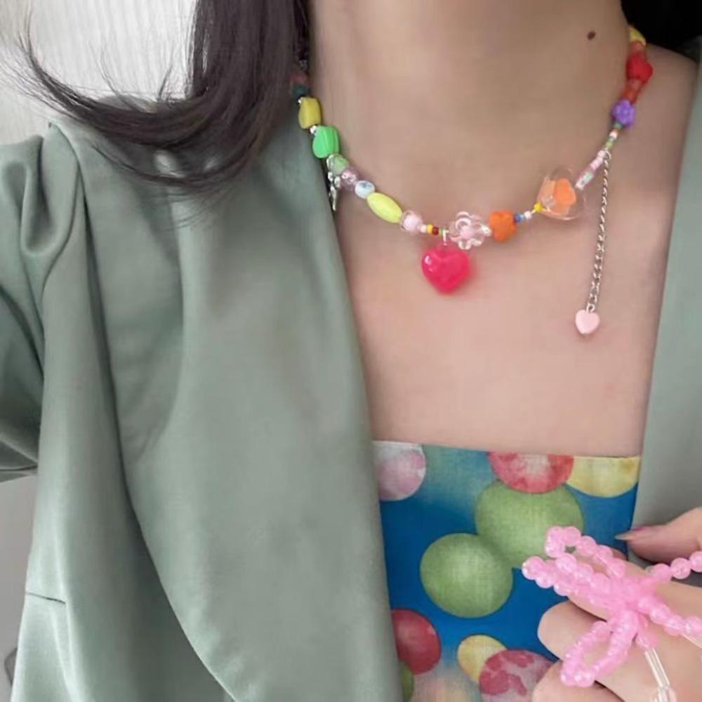 Mxbeauty Kalung Choker Manik Liontin Y2K Butterfly Korea Dopamin Choker Untuk Wanita