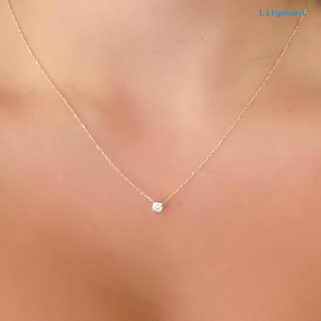 [LS]Fashion Kalung Cubic Zirconia Hias Rantai Tipis Wanita Perhiasan Kalung Simple Untuk Pesta