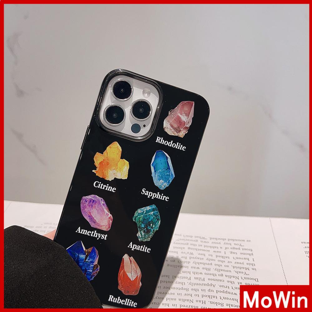 Case iPhone 14 Pro max iPhone Case Hitam Glossy TPU Lembut Shockproof Perlindungan Kamera Minimalis Batu Permata Kristal Kompatibel dengan iPhone 13 Pro max 12 Pro Max 11 xr xs max 7 8Plus