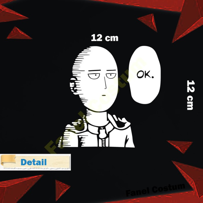 

[PS] STIKER SAITAMA OK ONE PUNCH MAN CUTTING STIKER MOBIL LAPTOP - Putih
