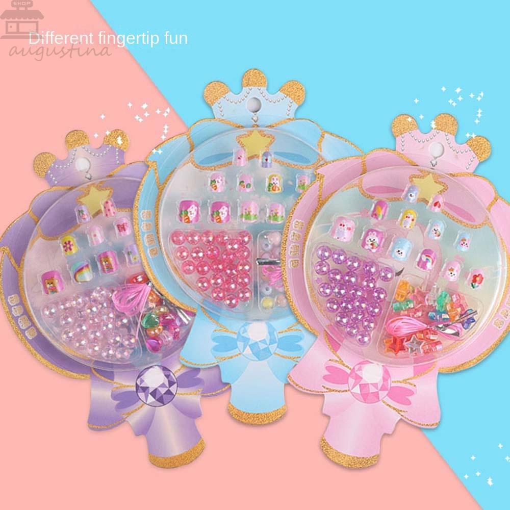 AUGUSTINA Agustina Anak Kuku Palsu Bunga Removable Dekorasi Kuku Manicure Tools Full Cover Self Adhesive Kids Bracelet