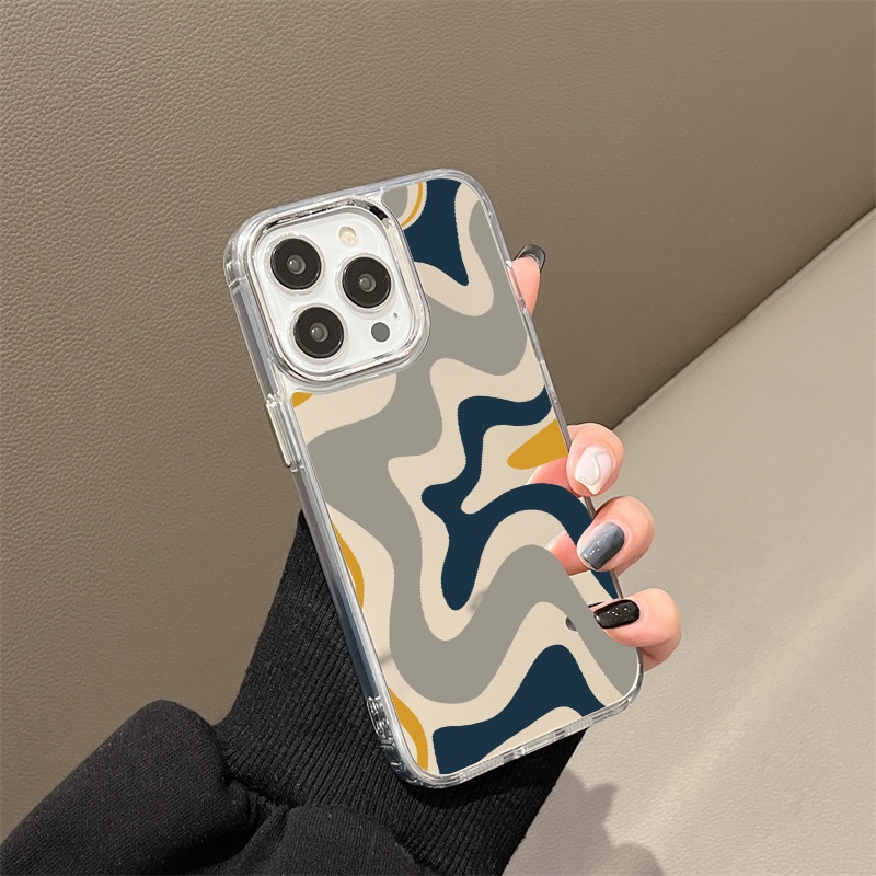 IPHONE Art Lukisan Cermin Ponsel Case Kompatibel Untuk Iphone11 12 13 14 12Pro 13Pro 14Pro Pro Max XR X XS Max Electroplating Tombol Perlindungan Mirror Cover