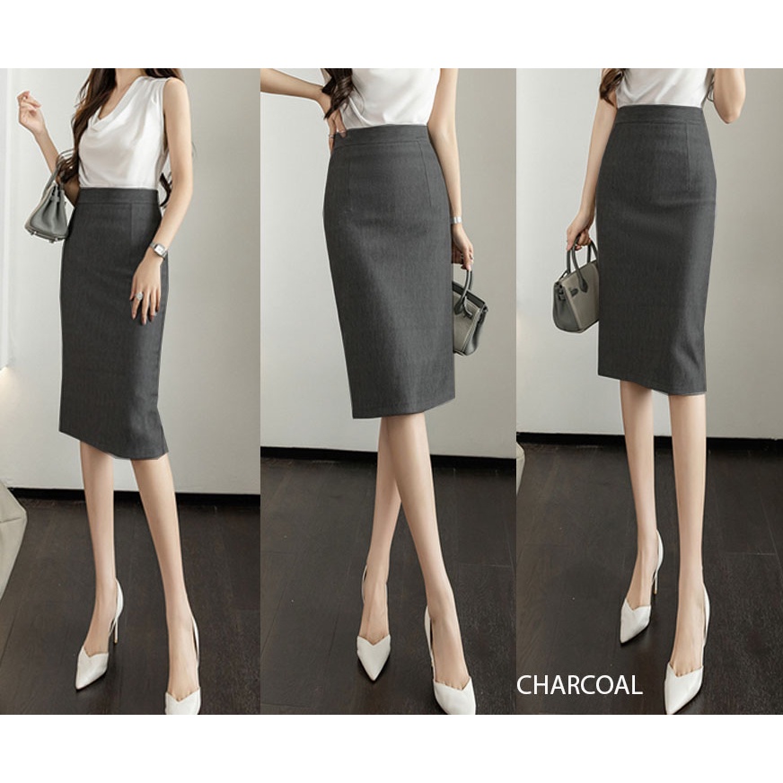 (A165) Pencil scuba midi skirt / rok kantor / rok kerja wanita