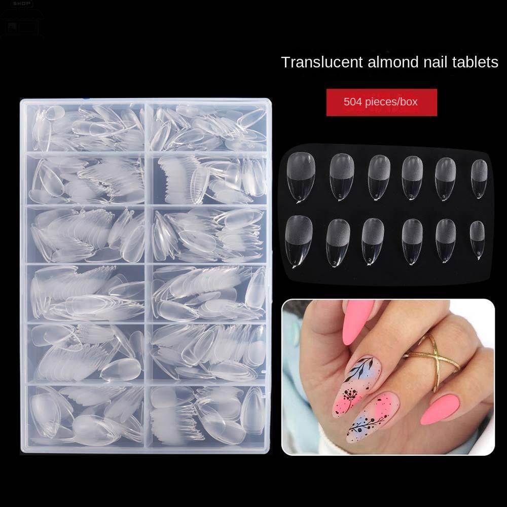 AUGUSTINA Agustina Almond Kuku Palsu Dilepas Wanita Cetakan Kuku Tips Nail Finger Bangunan Full Cover Kuku Palsu Manicure Tools Nail Extension Dekorasi Kuku