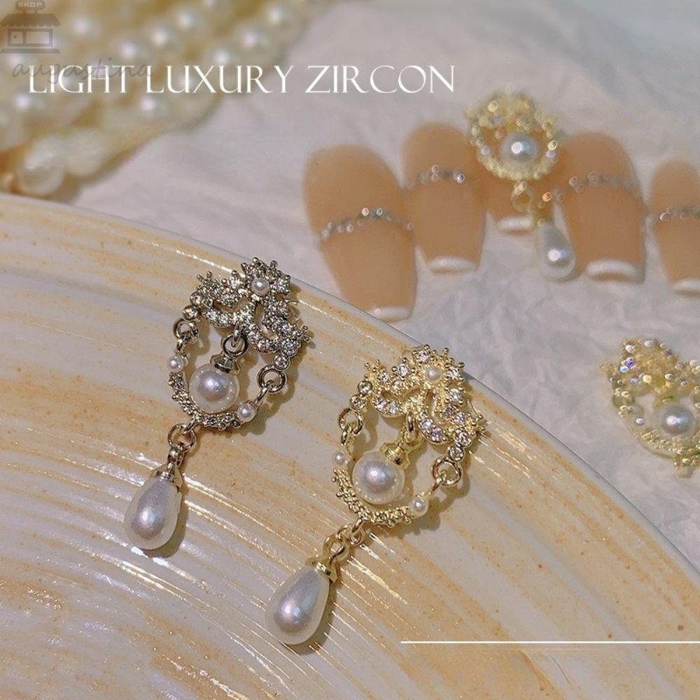 AUGUSTINA Agustina Wanita Pesona Kuku Mutiara Imitasi Cahaya Mewah Kuku Kecantikan Salon Kuku DIY Bahan Kuku 3D Dekorasi Kuku