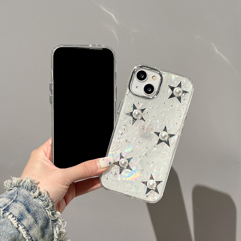 Silver Camera Pearl Star Soft TPU Case HP iP iPhone 12 13 14 Pro Max 11 FTD Girl Woman Casing Apple