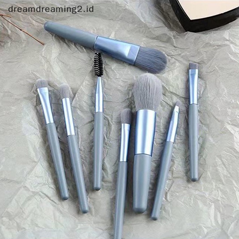 (drea) 8pcs Set Kuas Makeup Wanita Mini Travel Portable Brush Concealer Lembut Dengan Tas //