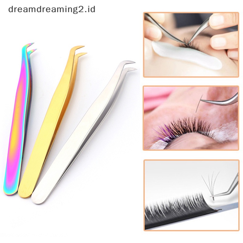 (drea) Profesional Stainless Steel Fake Eyelashes Tweezer Extension Alat Bulu Mata //