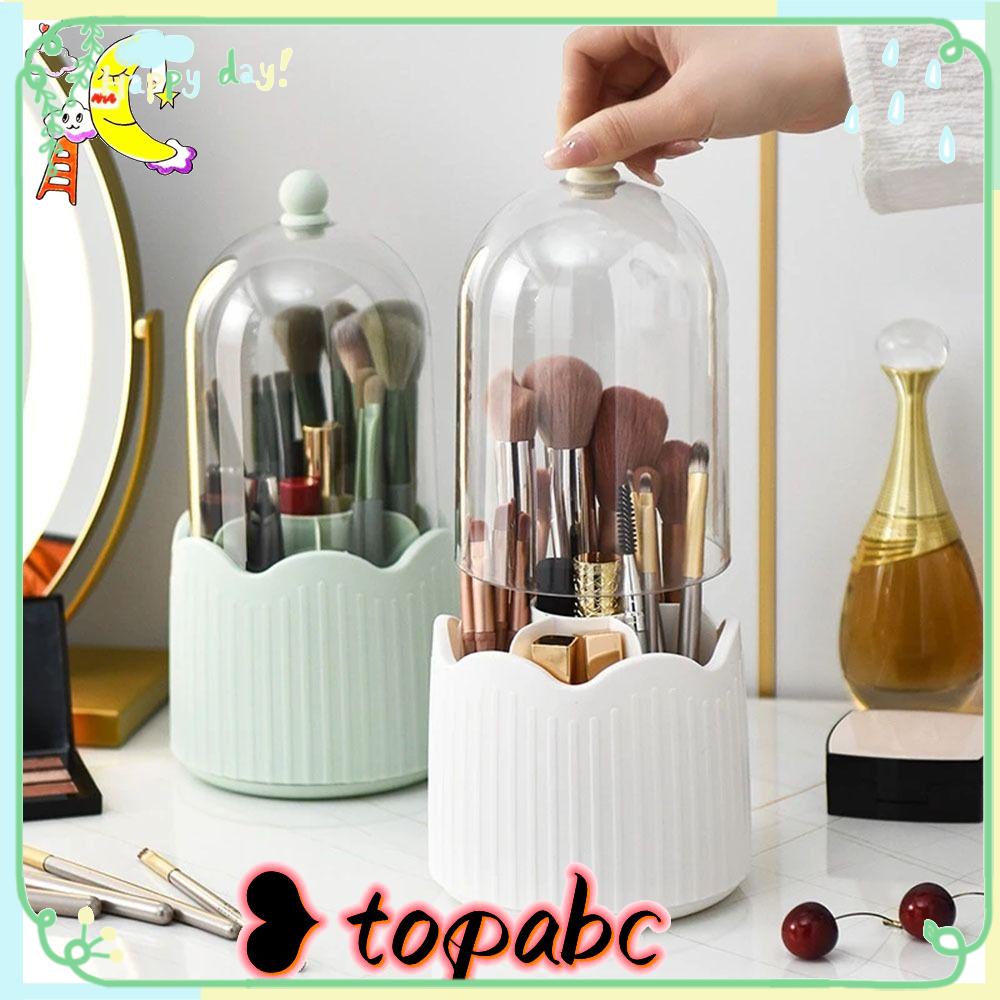 TOP Tempat Brush Makeup360° Rotating Desktop Kotak Penyimpanan Lipstik Tahan Debu