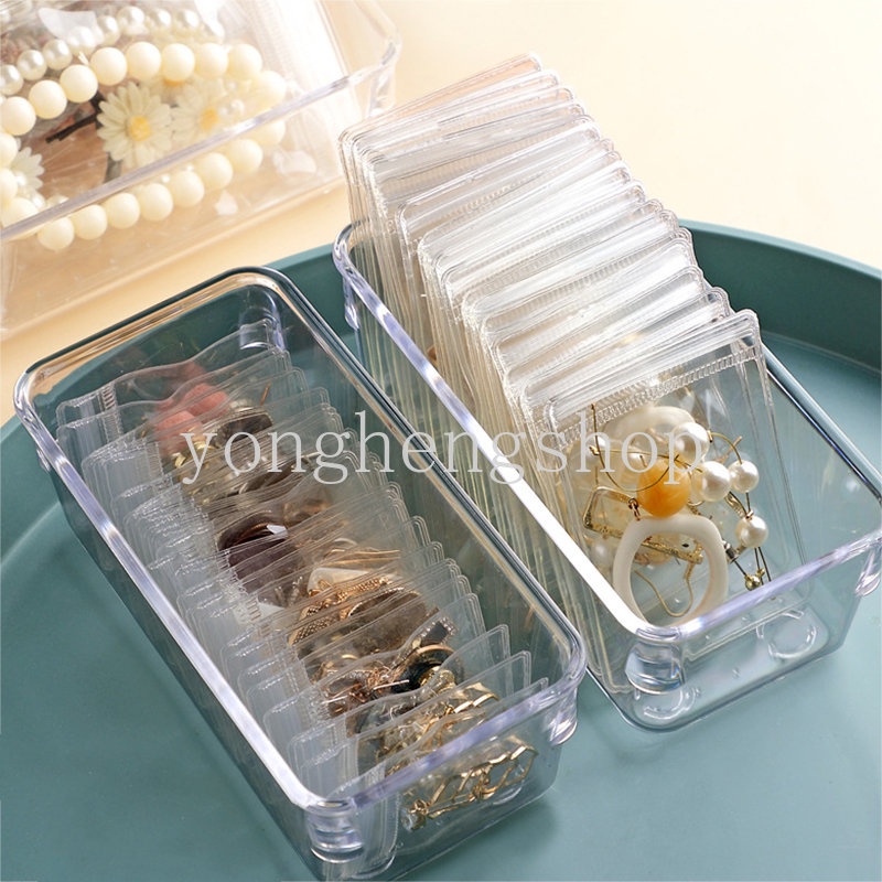 20pcs/set PVC Transparan Jewelry Organizer Packaging Bags Anti-Oksidasi Cincin Anting Gelang Kalung Tas Penyimpanan Zip Lock Self Sealing Pouch Organizer Boxes