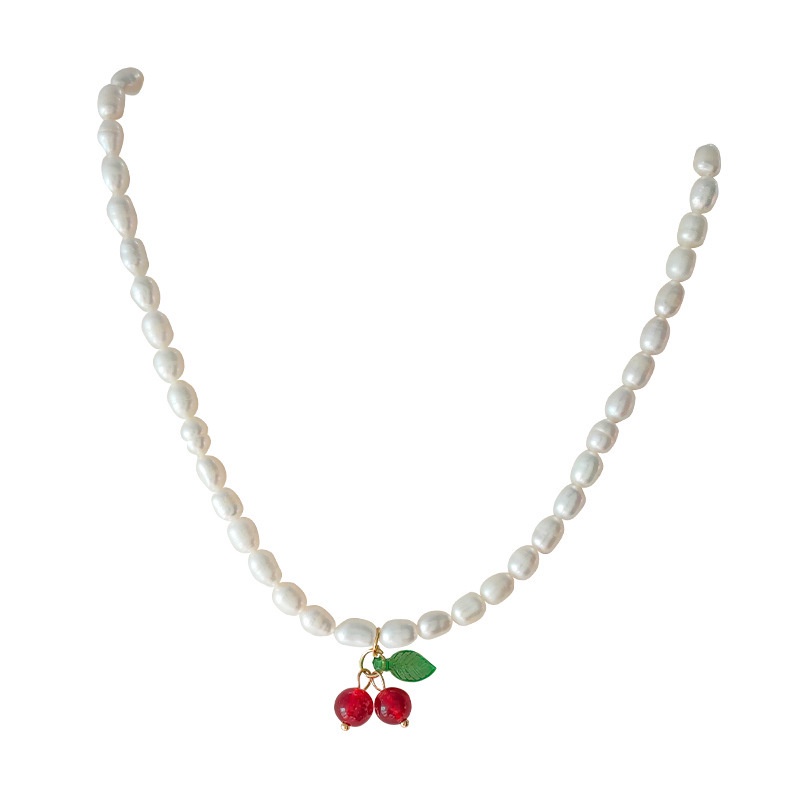 {Cherry Garden} Gaya Pengadilan Prancis Kalung Mutiara Air Tawar Cherry Mewah Ringan Lembut Elegan