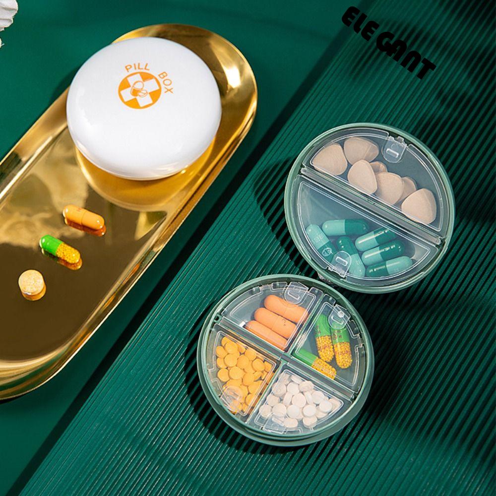 【 ELEGANT 】 Portable Pill Cases Candy Box Nordic Medicine Case Wadah Organizer Obat Sekat Bulat Organizer Tempat Penyimpanan