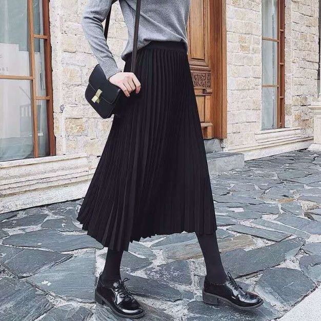 IMPORT MIDI SKIRT WOMAN WINTER AUTUMN HOLIDAY ROK PLISKET WANITA PANJANG