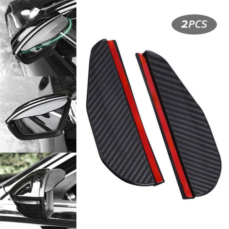 Stiker Kaca Spion Samping Mobil PVC Universal Pelindung Alis Hujan Carbon Fiber Look Sun Shade Weather Shield Cover