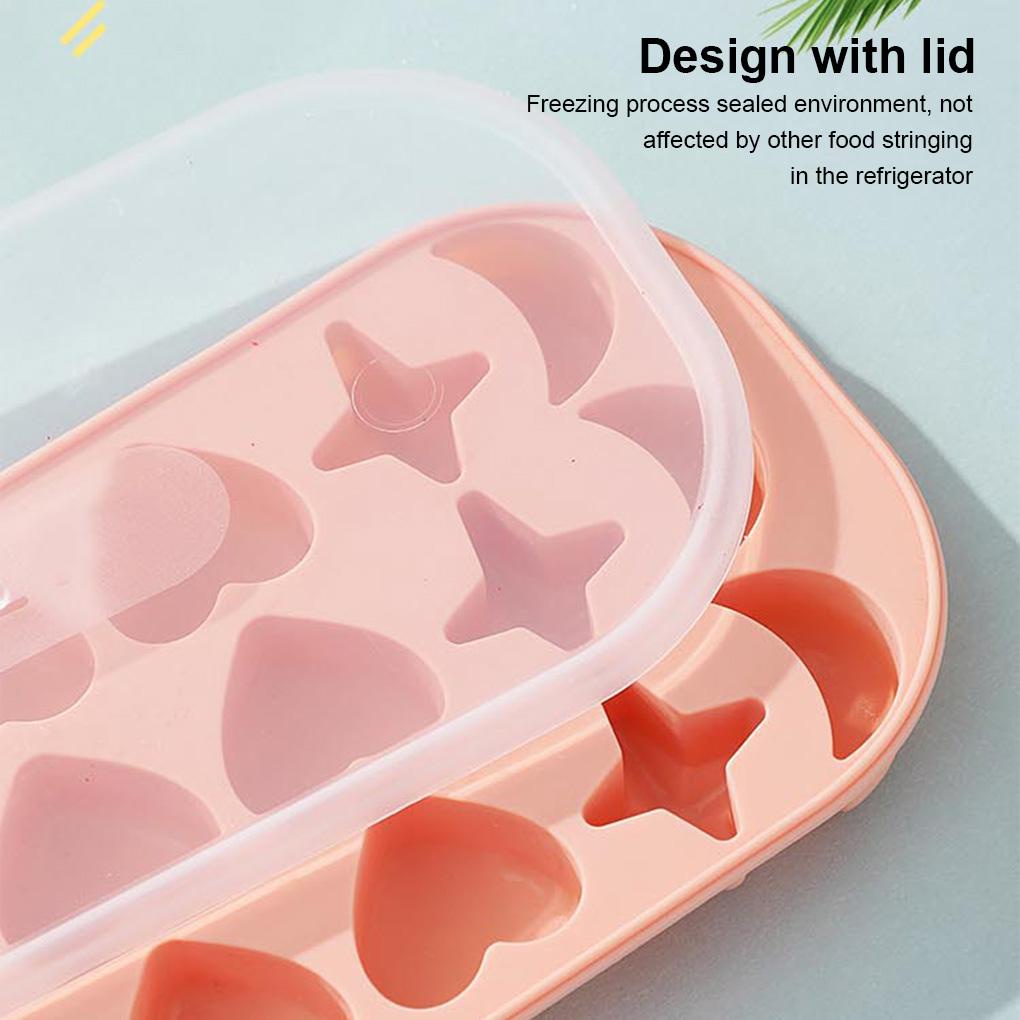 Ice Cube Tray Freezer Silikon Dapur Jelly Cetakan Pembekuan Hati Bintang Bulan Icing Food Mold Washable Maker Untuk Rumah Tangga