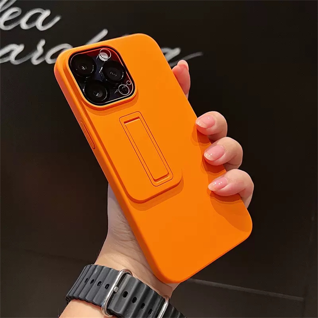 Kamera Pelindung Lensa case iPhone 14 Pro Max Dengan standcase Iphone13 Pro Max14Plus Cairan PC Mewah shockproof Pelindung Belakang Keras