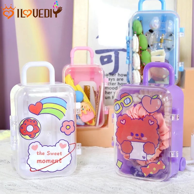 [Fitur] Indah Indah Kecil Troli Kasus/Aksesoris Dekorasi Rumah Boneka/Desktop Organizer Wadah/Fashion Plastik Koper Mini Kotak Penyimpanan Perhiasan