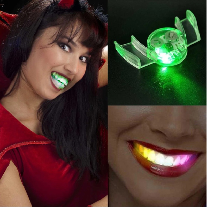 Led kawat kedip / Halloween Glowing behel gigi LED menyala mulut bagian behel / Party Tricky Cosplay gigi palsu Luminous perlengkapan Halloween / mainan berwarna lucu