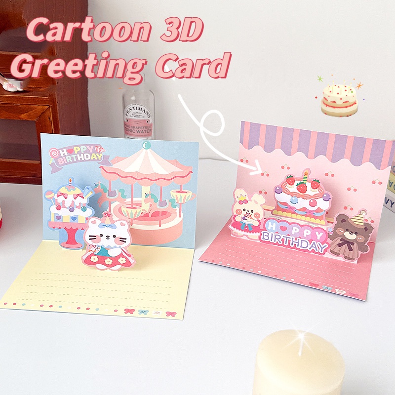 3d Kartu Ucapan Berkat Pesan Thank You Card Kreatif Kartun Kartu Pesta Ulang Tahun Kartu Pos Pesan Lipat