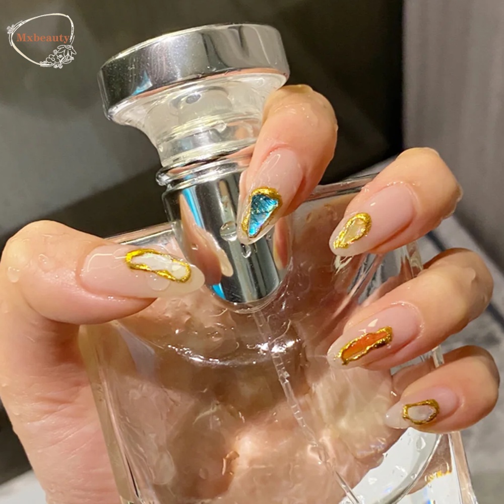 MXBEAUTY Nail Art Ornamen Imitasi Shell Batu Bersinar Tidak Teratur Halus Perhiasan Kuku DIY