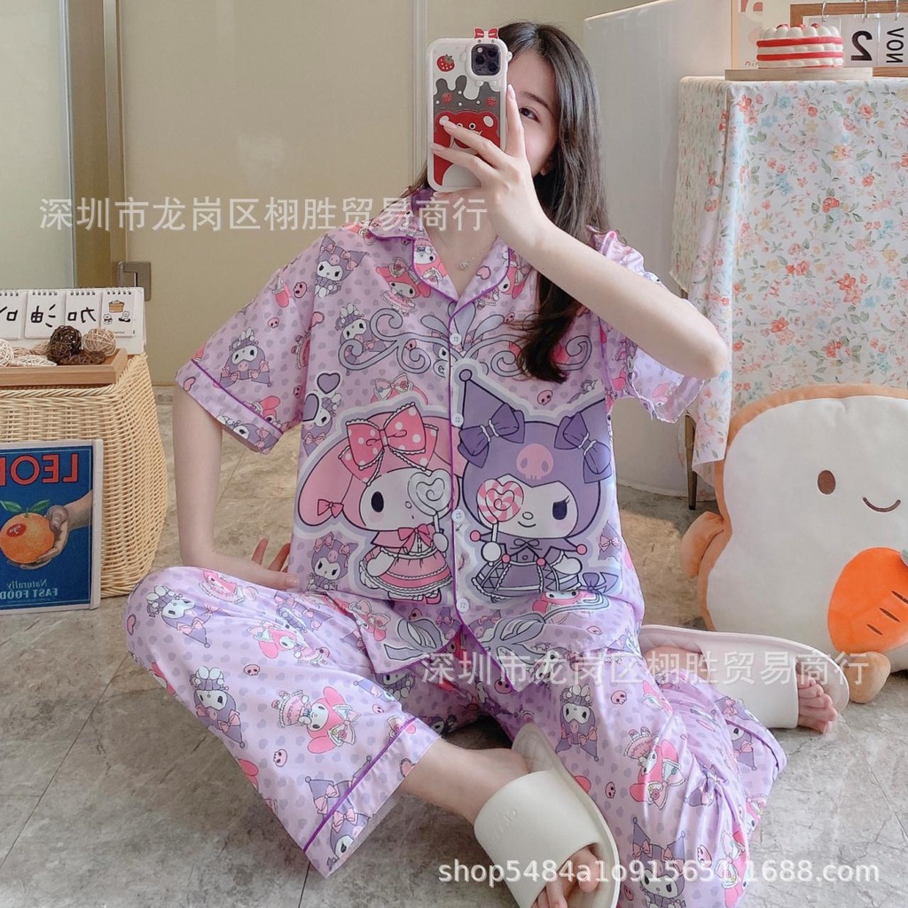 baju tidur sanrio wanita dewasa Piyama  tidur cinnamoroll kuromi melody milk slik