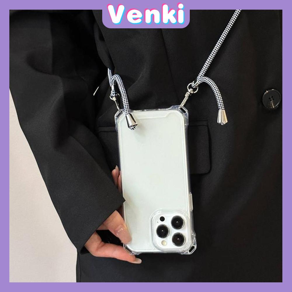 VENKI - Untuk iPhone 11 Case Polos Case Empat Sudut Lanyard Shockproof Protector dengan Lanyard Gelang Bening Akrilik Kompatibel dengan iPhone 14 Pro Max 13 Pro Max iPhone 12 Pro Max XR