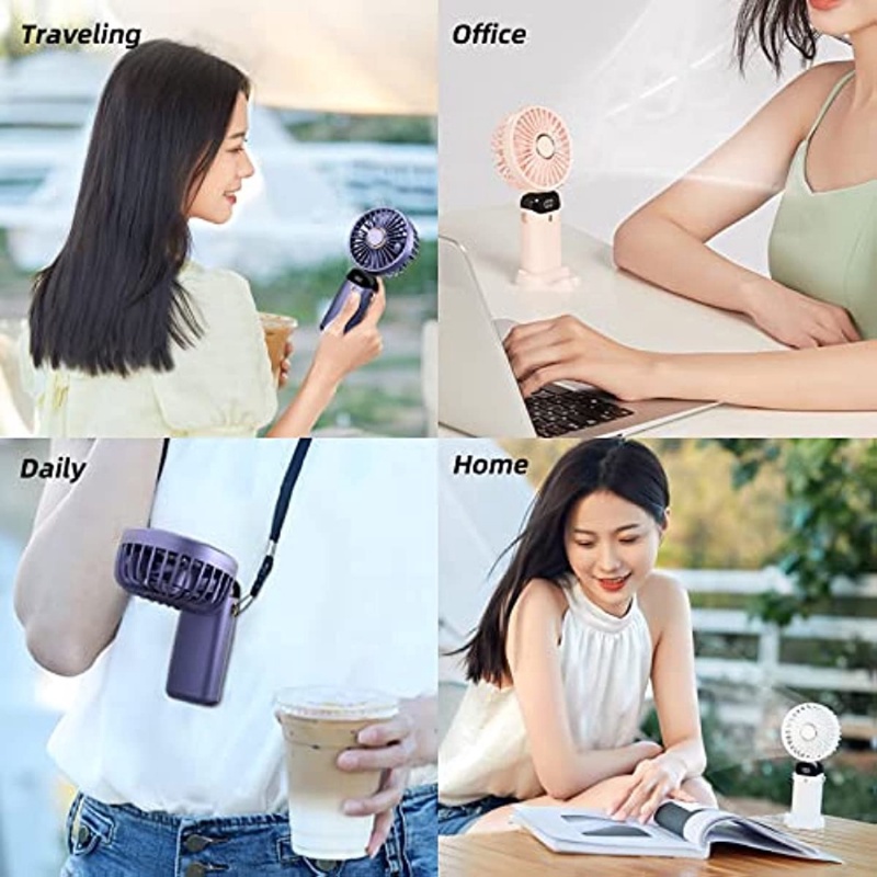 【COD】Kipas Angin Mini Portable 3000MAH Kipas Angin Mini Genggam Portabel Karakter LCD Display Portable Handheld Fan Mini Fan