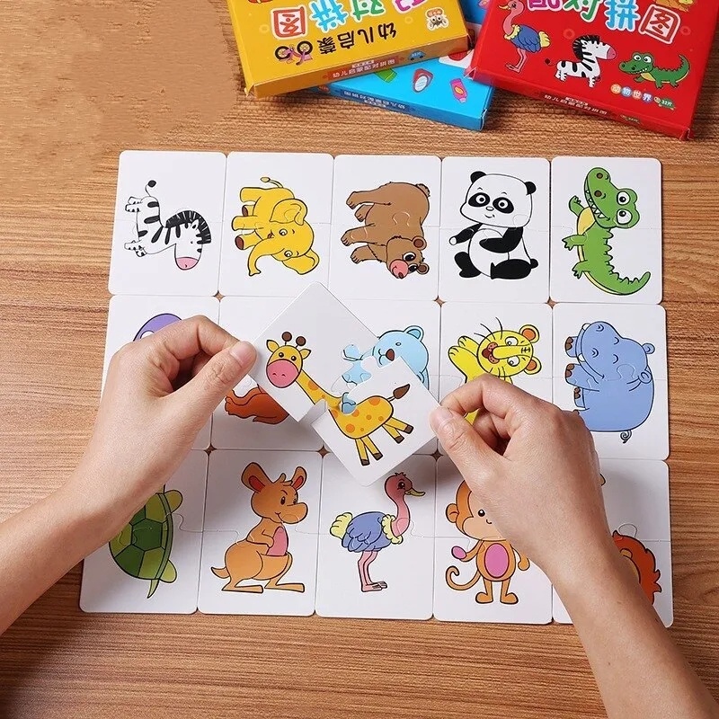 Mainan Puzzle Jigsaw Korek Kartu Balita/ Game Kognitif Truk Buah Hewan Kartu Hidup/ Profesi Baby Montessori Edukasi Dini