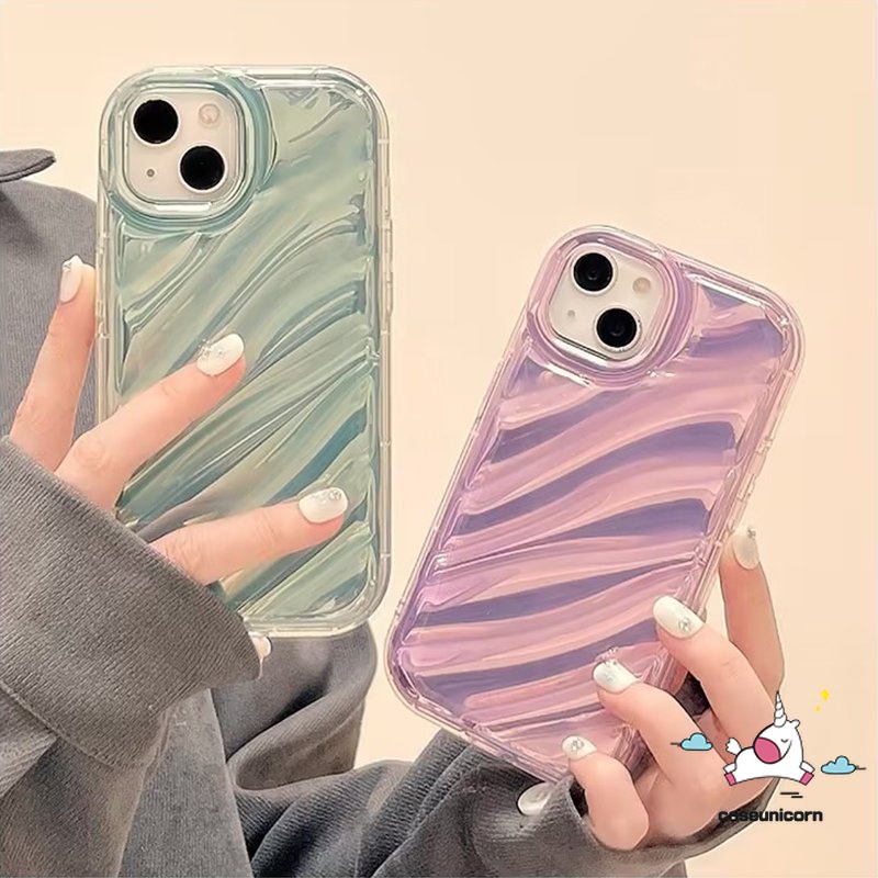 IPHONE Casing Ponsel Kartu Laser Kreatif Kompatibel Untuk Iphone6 7 8 6S Plus XR X11 13 14 12 Pro MAX 7Plus XS MAX SE 2020mewah Sederhana Mempesona Pola Korgasi Stereo 3D Soft Cover