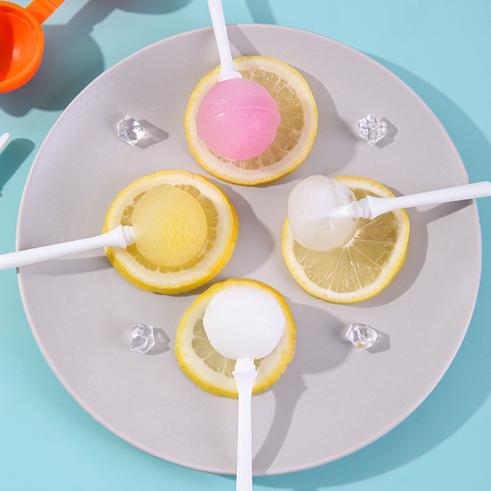 Cetakan Es Loli Bola Silikon Kreatif/Cetakan Es Loli Jus Es Hoki Rumah Batu Beku/Musim Panas DIY Pembuat Es Krim Buatan Sendiri/Easy Release Lolipop Ice Popsicle Ball Mould/