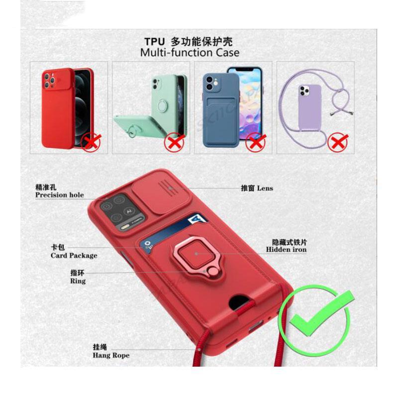 Untuk MOTO G10 G30 G22 G31 G41 G42 G50 G51 G60S G62 G9 Play Power Crossbody Lanyard Dompet Card Slot Holder Lensa Slide Phone Case Soft Cover