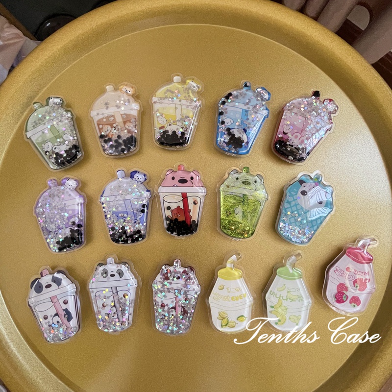 Bubble Tea Series Mobile Phone Holder Telescopic Desktop Lazy Ring Buckle Airbag Bracket INS Simple Phone Bracket Untuk IPhone Android Phone Case