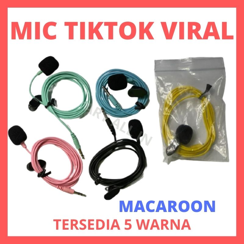 MIC YOUTUBER/TIKTOK MICROPHONE WITH CLIP MIC 3,5MM WARNA WARNI MIC CLIP ON MACAROON