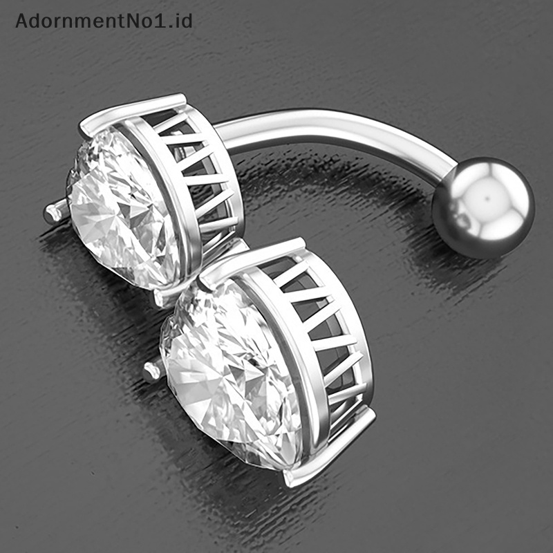 [AdornmentNo1] Fashion cinta hati zirkon cincin kancing perut cincin pusar Sexy perhiasan tubuh untuk wanita pusar