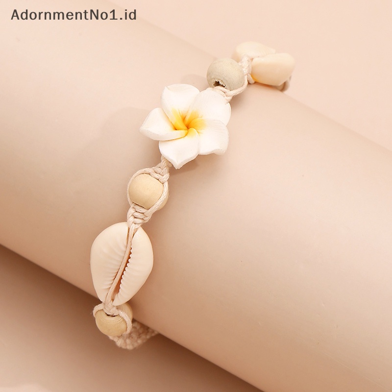 [AdornmentNo1] Bohemian Shell bunga Braided gelang kaki untuk wanita musim panas pantai Barefoot Bracelet Ankle