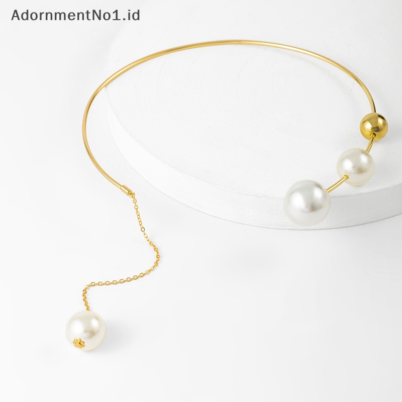 [AdornmentNo1] Elegan pembukaan Adjustable mutiara Choker kalung rantai klavikula Fashion kalung untuk wanita perhiasan pernikahan kerah