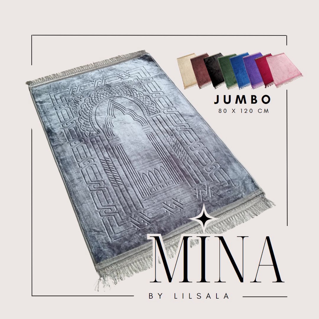 [MINA] Sajadah Jumbo Premium Embossed Polos Imam Rumbai Tebal Antislip Hadiah Kado Seserahan Parcel Lebaran Haji