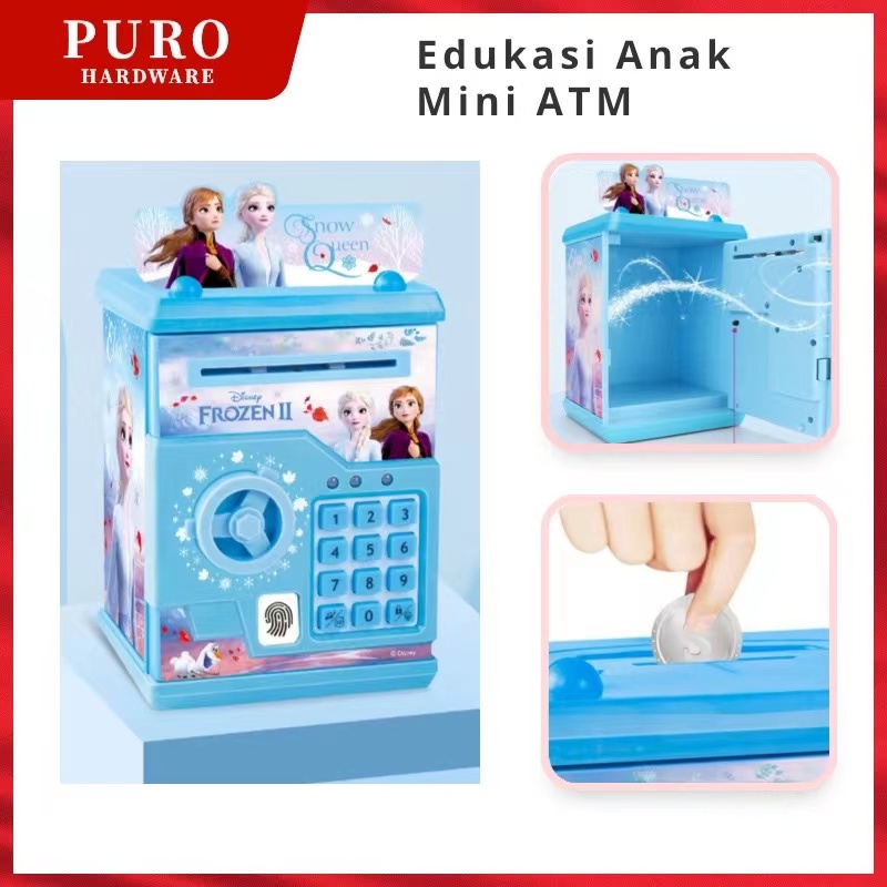 Mainan Anak Celengan ATM Money Safe Box Lampu Dan Music Frozen Avengers Doraemon / Mainan Celengan Atm Sidik Jari  / Mainan Edukasi Anak Celengan Mini Atm Brankas Karakter Anak Mesin Uang Tabungan Kado Anak Murah