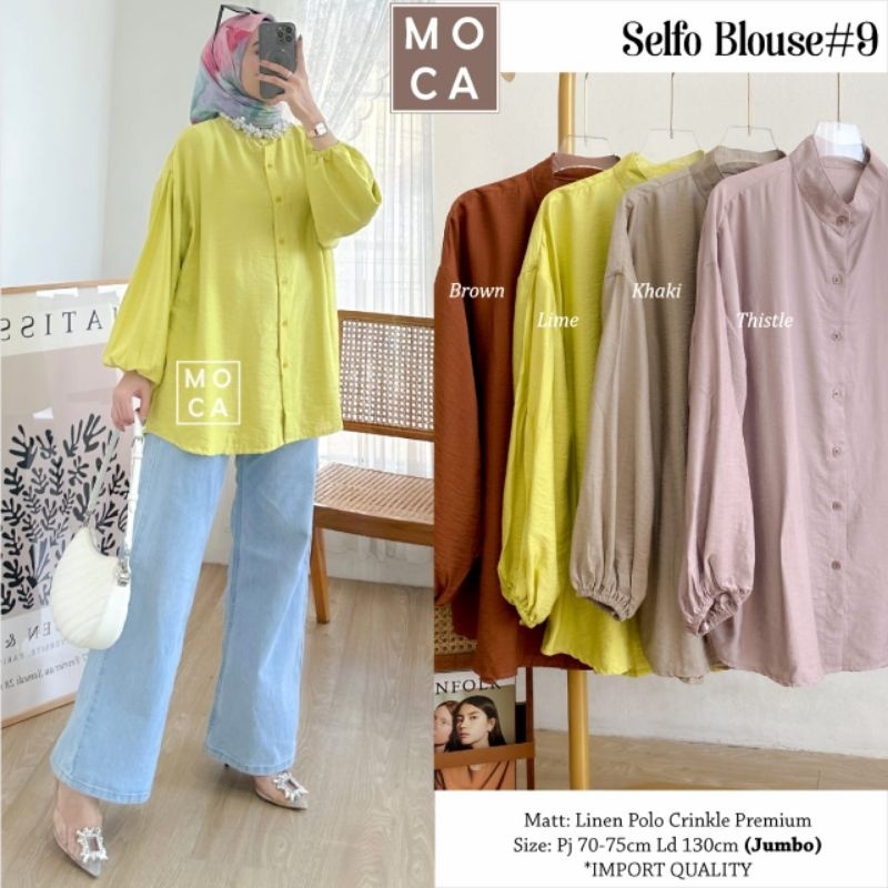 SELFO BLOUSE #9 Jumbo ORI MOCA | Ld130 Linen Polo Crinkle Premium